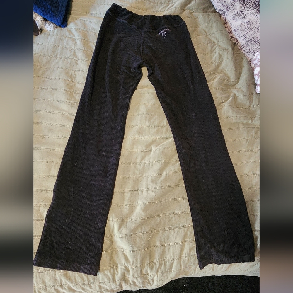 Goddesswear Black Bootcut Low Rise Corduroy Style Ribbed Stretchy Pants Size II